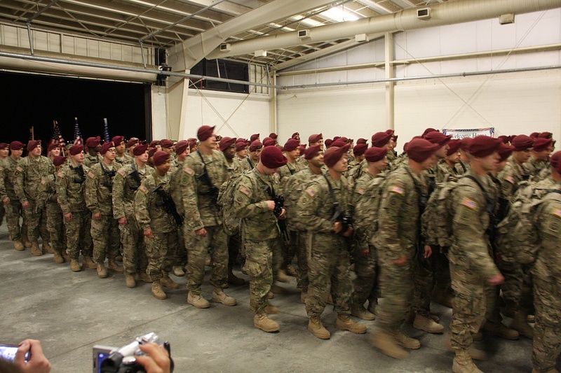The 504th PArachute Infantry Regiment in their distinctive maroon berets