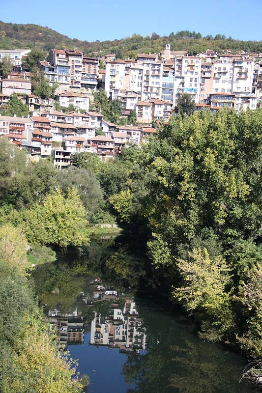 Velico Tarnovo reflected in the Yantra River, a tributary of the Danube