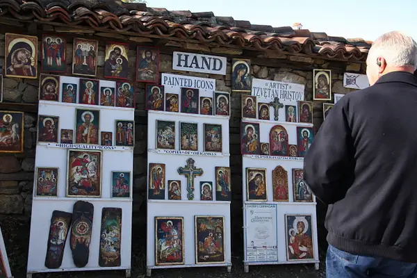Beautiful hand painted Orthodox icons near the Nativity...