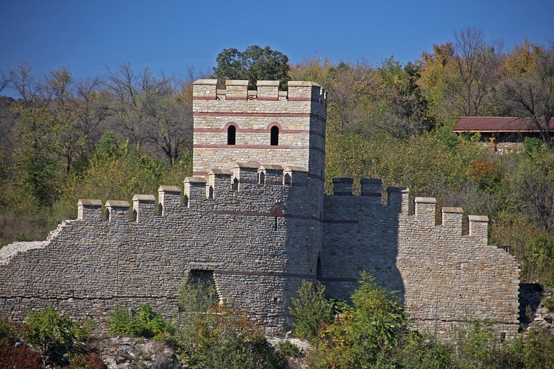 Restored watchtower and ramparts on Tsarevets Hill at Veliko Tarnovo