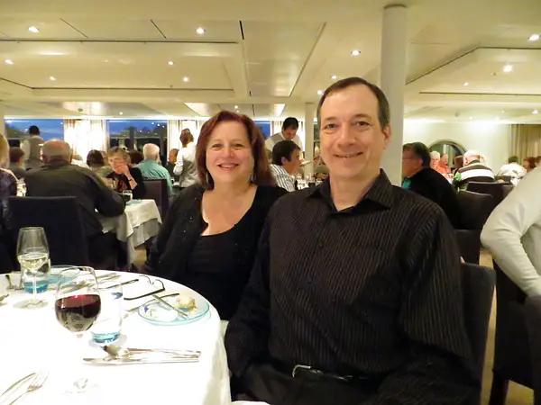 Chris and Paul at dinner aboard the Viking Embla by...