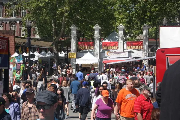 Crowds throng at the Portland Saturday Market by...