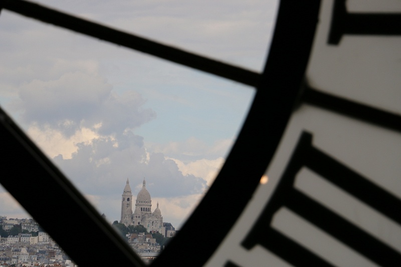 View of Sacre Cour on Montmarte from the clock of Musée d'Orsay
