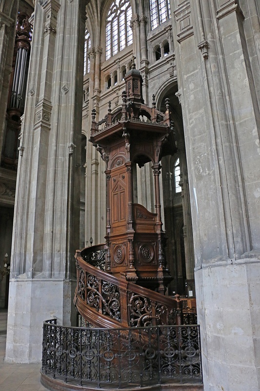 Church of St Eustace-Ornately carved pulpit
