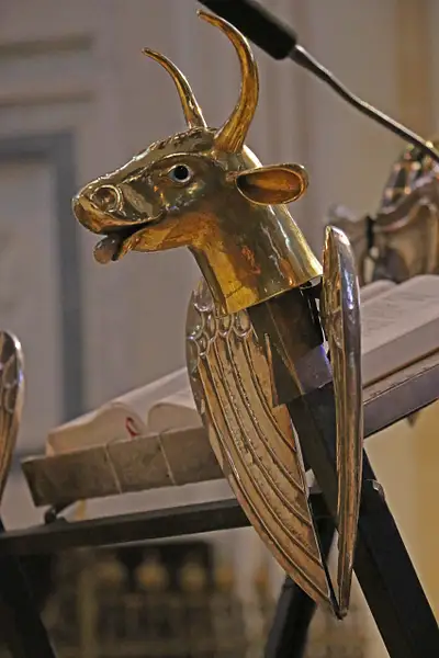 Lectern-Chartres Cathedral. The winged Ox, symbol of St....