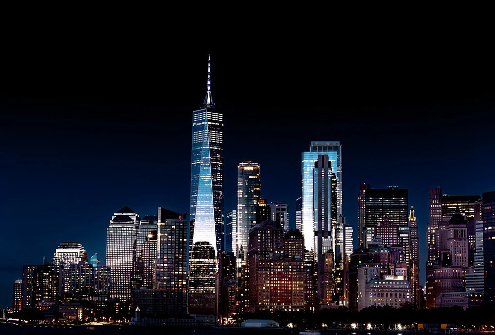 Stunning Night View of New York City Skyline