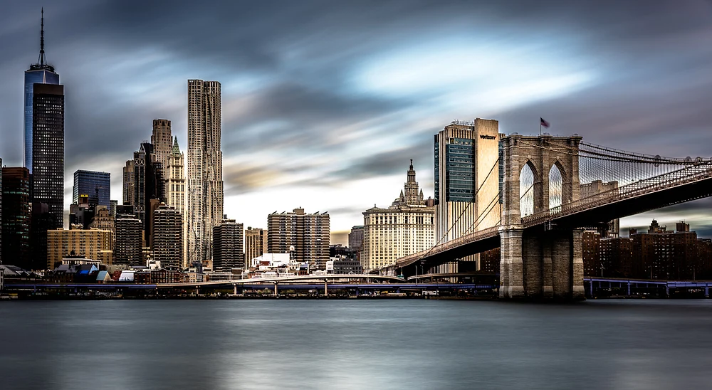 Brooklyn Bridge and Manhattan Skyline at Dusk