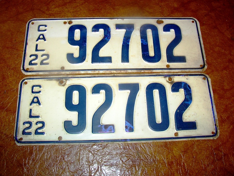 1922 Cal Plates 92702 BIN July 14th cover 1
