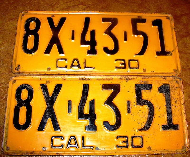 1930 Cal Plate 8X 43 51 BIN July 13th cover 1
