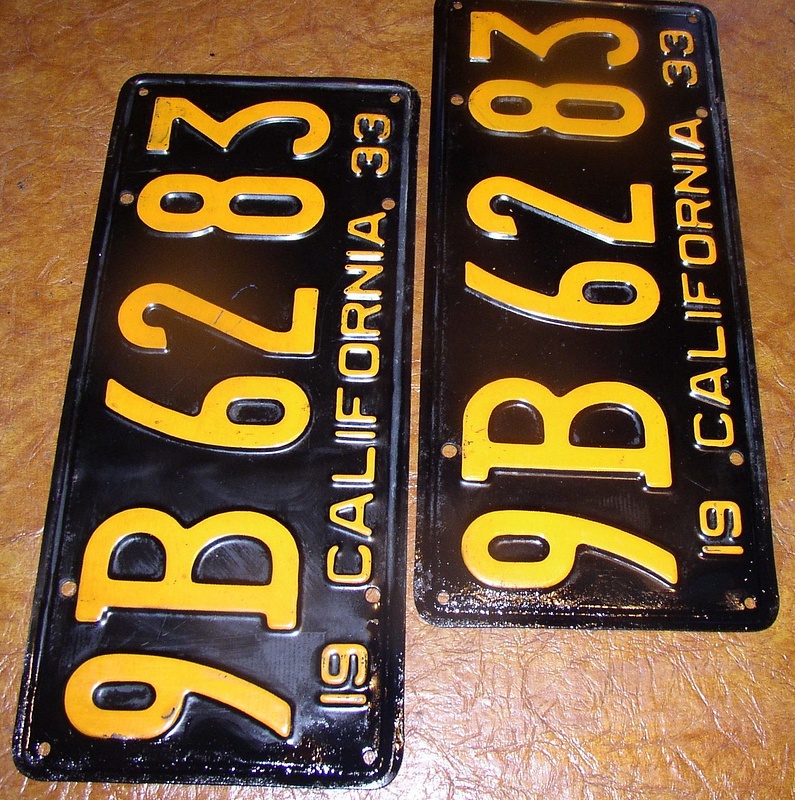 1933 Cal Plates 9B 62 83 BIN July 21st cover 2
