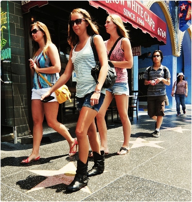 Tourists Along Hollywood Blvd.