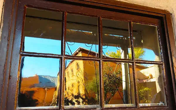 Window Reflection, Old Town, Albuquerque by Dave Wyman
