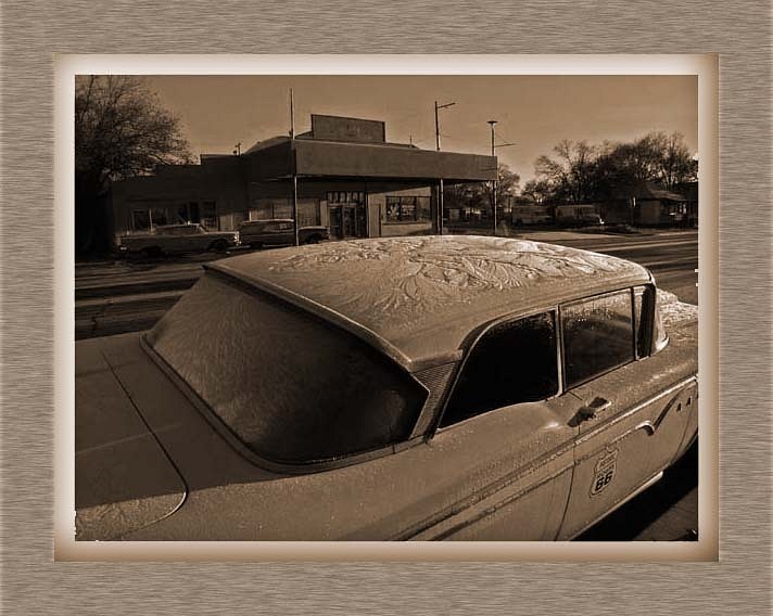 Edsel with Frost on Roof, Seligman, AZ - Route 66