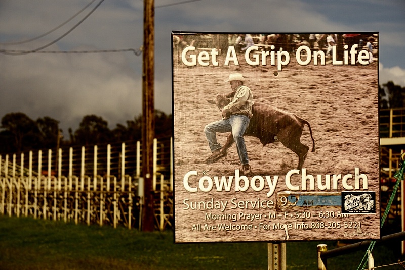 Turn to the right at the Cowboy Church Sign!