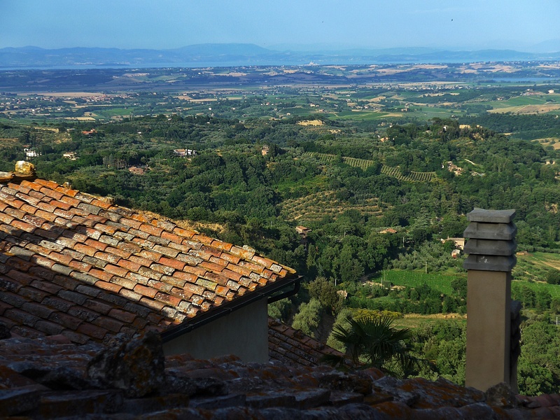 View from Montepulchiano out to Lake Trasimeno