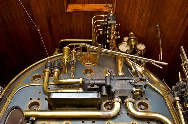 Brass Controls Inside Locomotive Cab by SDNowakowski