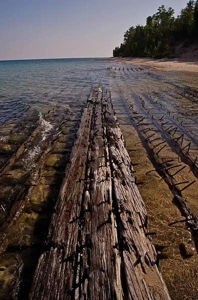 Sunken Ship off Ausable Point in Lake Superior by...