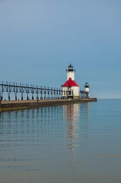 St. Joe's Pier Lights on Lake Michigan by SDNowakowski