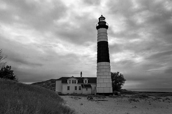 Big Sable Point Lighthouse in B&W by SDNowakowski