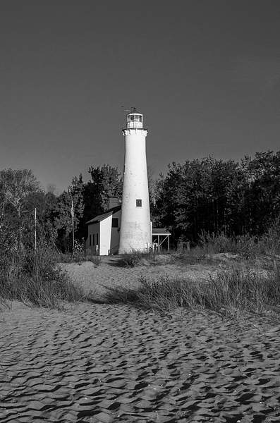 Sturgeon Point Lighthouse on Lake Huron in B&W by...