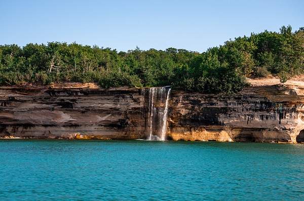 Chapel Rock & Spray Falls on the Pictured Rocks National...