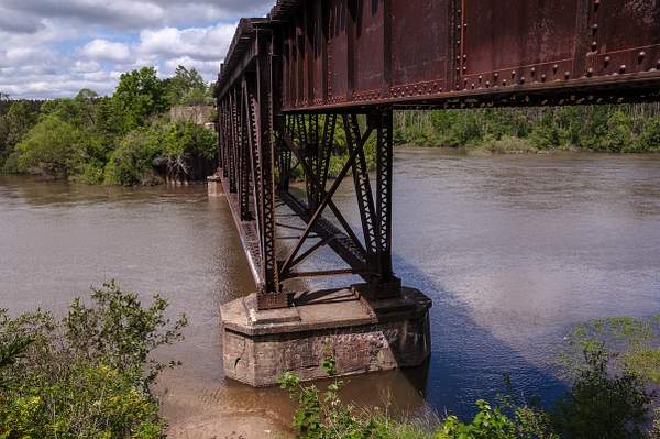 Old Railroad Bridge over the Manistee River in Mesick,...