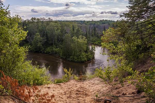 Sand Dune on the edge of the Manistee River south of...
