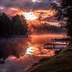2016 Foggy Sunrise on Lake Gitchegumee in Buckley, Michigan