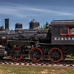 2017 EJ&S #6 Steam Locomotive sitting in a Park in East Jordan, Michigan
