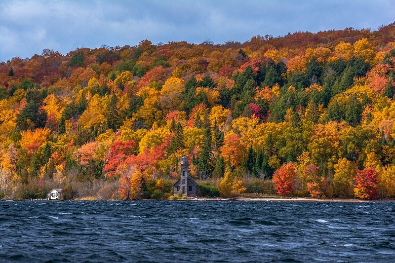 Fall Colors on The Old Grand Island East Channel Lighthouse