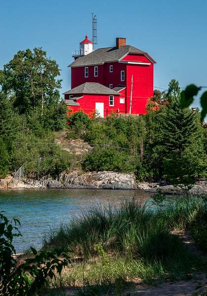 2018 Marquette Harbor Lighthouse on a calm summer day in...