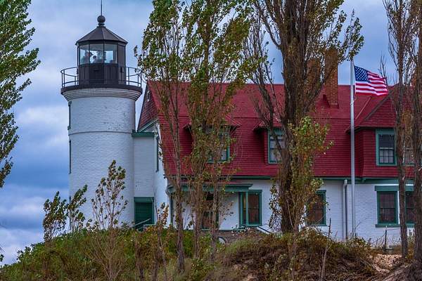 2018 Point Betsie Lighthouse on an overcast day in...