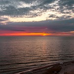 2019 Sunset over Lake Michigan from Hoffmaster State Park in Muskegon, Michigan.