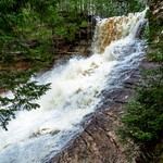 2023 Laughing Whitefish Falls during the spring thaw in the Upper Peninsula of Michigan on May 10