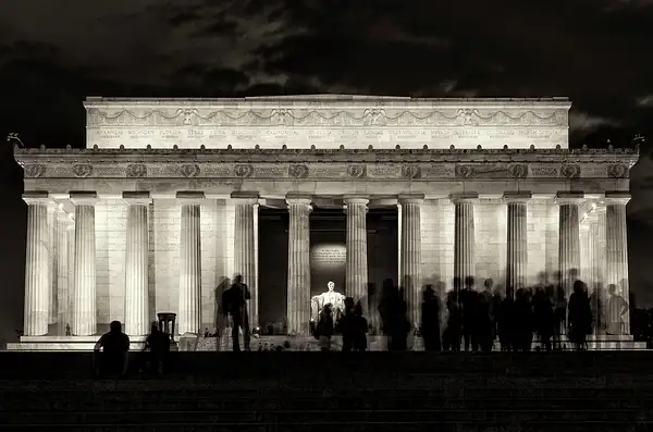 Lincoln Memorial At Twilight B and W by jgpittenger