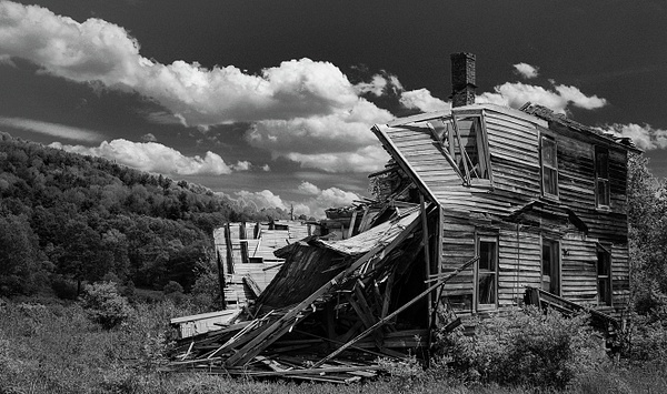 Home In Disrepair In Black and White