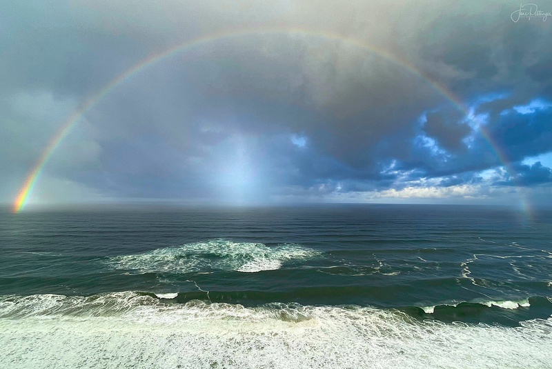 Full Rainbow Over the Ocean