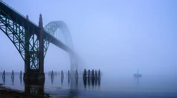 Coming Under the Newport Bridge In Fog reedit by...