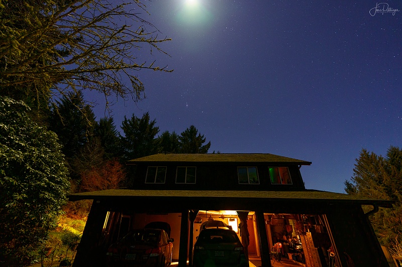 Moon and Stars Over the House
