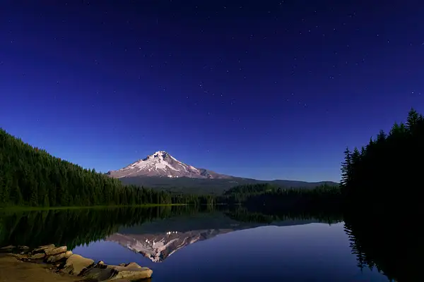 Trillium Lake Hit by Full Moon (1 of 1) by jgpittenger