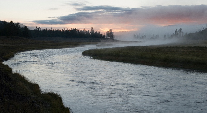 yellowstone sunrise over the river