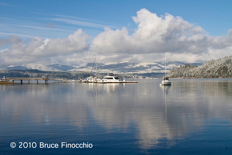 Boats, Snow, and Reflections In The Hood Canal