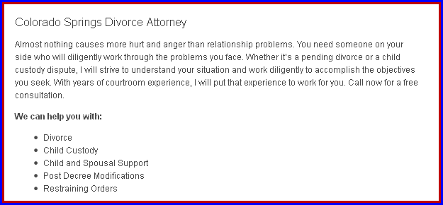 Divorce Attorney Colorado Springs