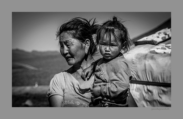 Mother and son GOBI DESERT MONGOLIA
