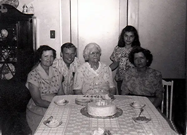 Grandma, Dad, Nora Dickinson, Bette Ann, Aunt Jorene by...