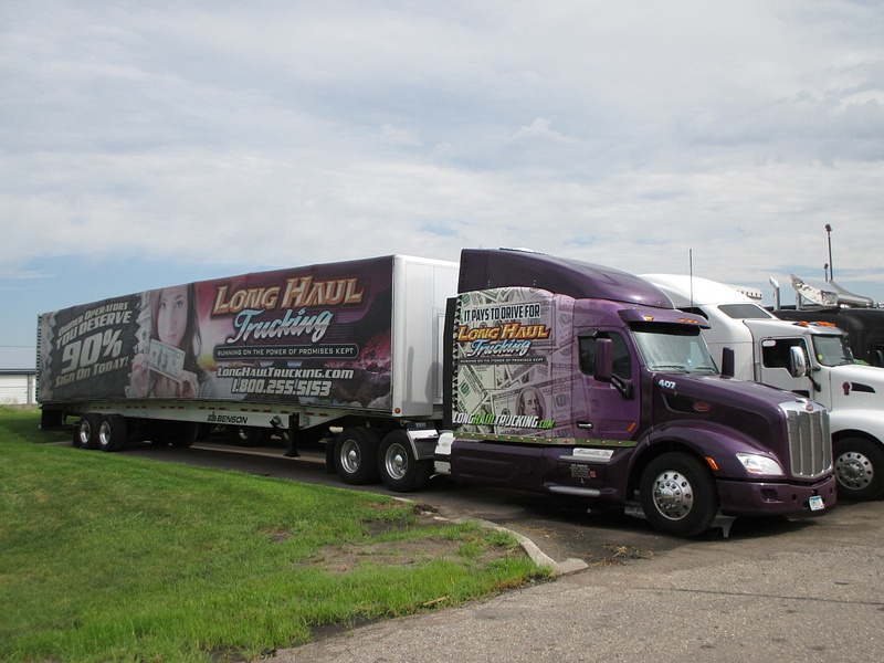 Long Haul Trucking purple ad