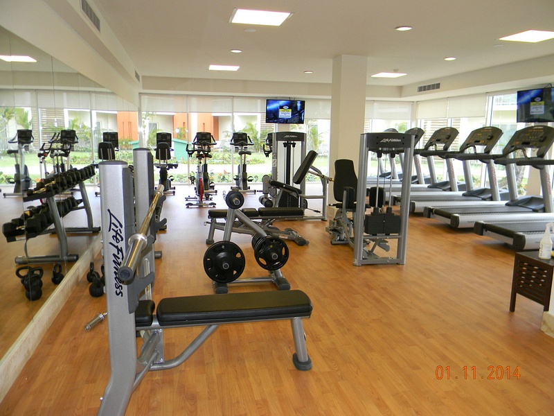 One half of the fitness center.