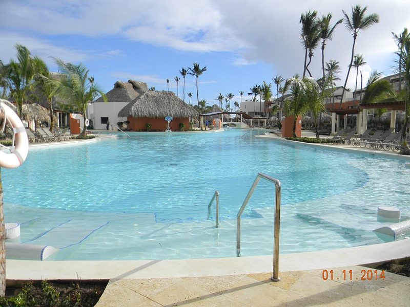 View of the Main Pool from the center of the resort, looking towards the beach.