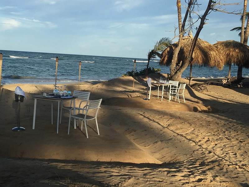 Set up for dinner on the beach
