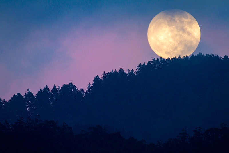 Full Moon Rise Over Skyline Ridge